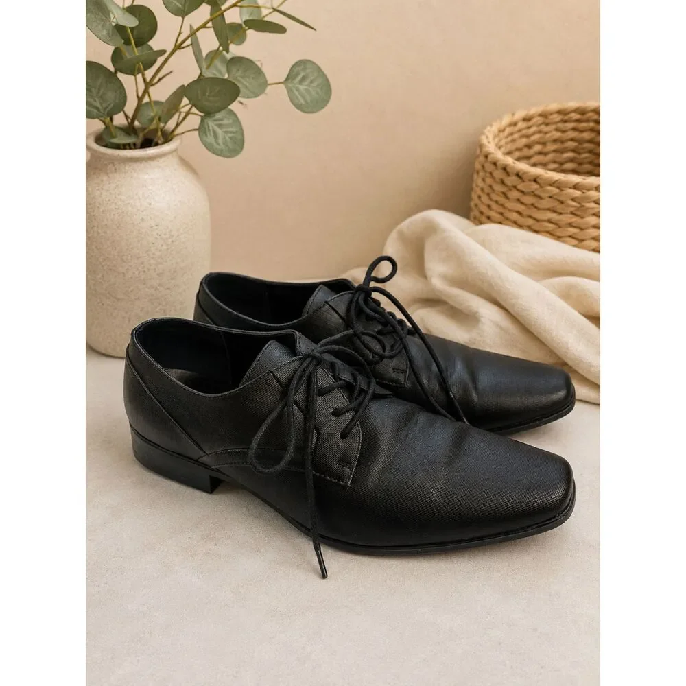 CALVIN KLEIN Men’s Black Dress Shoes Lace Up Oxford Size 8 Classic Formal